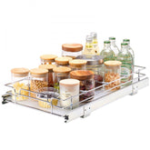 12.5"Wx21"Dx3.5"H Pull Out Cabinet Organizer, Heavy Duty Slide Out Pantry Shelves, Chrome-Plated Steel Roll Out Drawers, Sliding Drawer Storage for Home, Inside Kitchen Cabinet, Bathroom, Under Sink,14"Wx22"Dx7"H Install Size for Cabinet